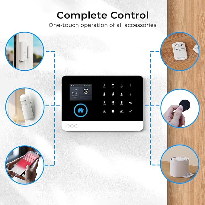 Wireless Home Security System - with Camera, Remote Controls,Window Door Sensor - No Contract - Compatible with Alexa and Google Assistant