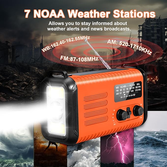 20000mAh / 74000mWh Emergency Radio, Solar Hand Crank Radio AM/FM/NOAA Weather Radio, Battery Powered with Cell Phone Charger, SOS Alarm, Flashlight & Reading Lamp for Emergencies Hurricane Camping