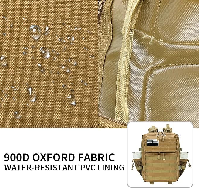 25L Military Tactical Backpack Small Army Assault Pack Molle Daypack for Men and Women for Work Travel Gym Outdoor Hiking Camping (Khaki)