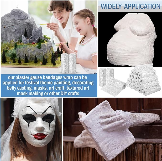 Treela Plaster Cloth Rolls Gauze Bandages Rolls Strips for Belly Casts, Scenery Molds, Mask Making, Art Projects, Body Casts, Craft Supplies(6 Inch x 66 Yard)
