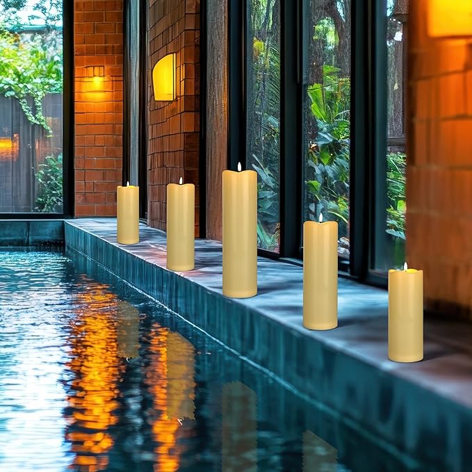 4" x10" Outdoor Flameless Candles Waterproof, Large Battery Operated Candles with Remote, Plastic Flickering LED Candles for Garden Patio Porch Home Party, Ivory 1Pack