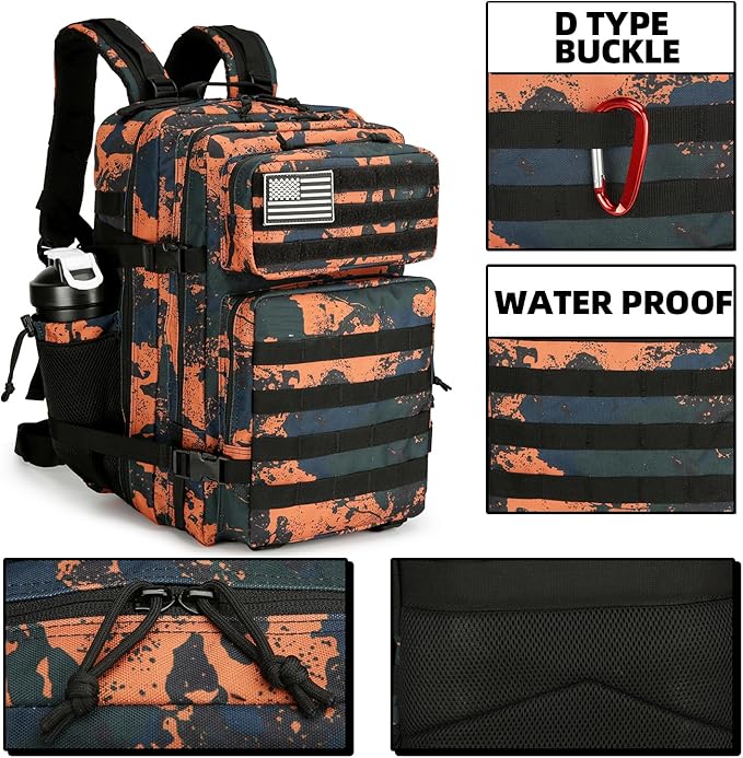 45L Tactical Assault Backpack 3 day assault pack with Molle Waterproof backpack Rucksack for Tactical Backpacks (Mars Camo)