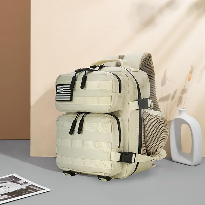 9L Mini Tactical Backpack for Men and Women, Tactical Backpack Small for Hiking, Small Tactical Bag (CreamColored)