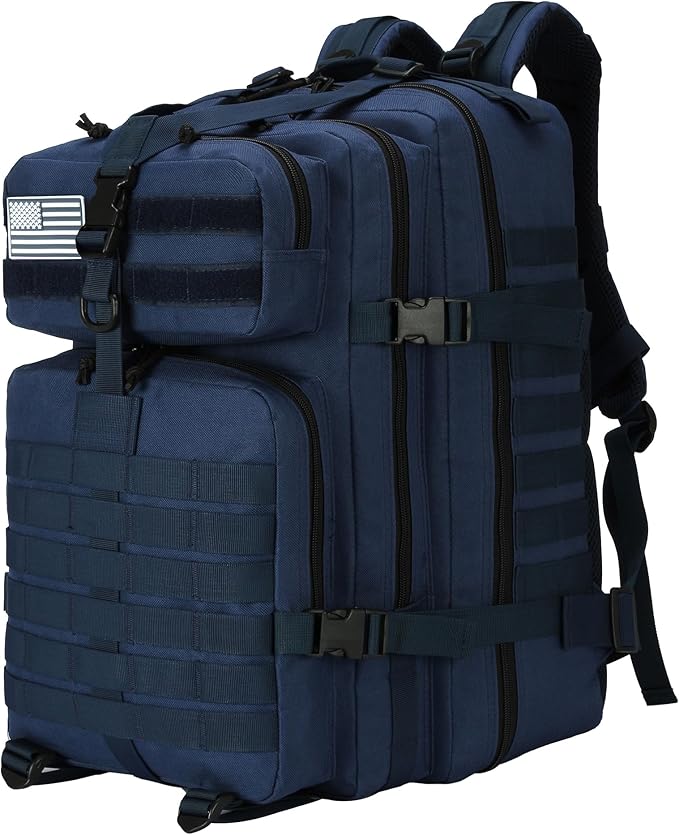 45L Military Tactical Backpack for Men & Women Bug Out Bag Assault pack Molle Daypack Hiking Trekking Rucksack(45L blue)