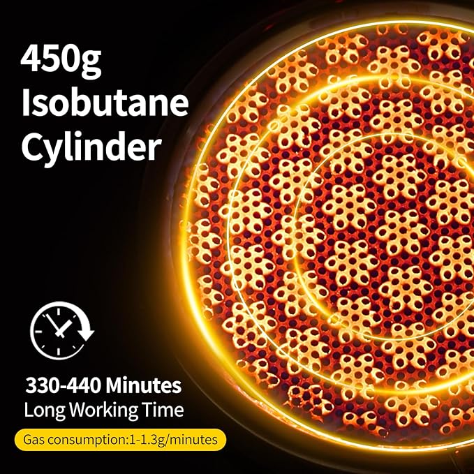 Camping Stove with Infrared Burner, Single Burner Propane Stove Adjustable Flame Control Wind-Resistant Portable Gas Cooker for Camping Hiking Outdoor Cooking