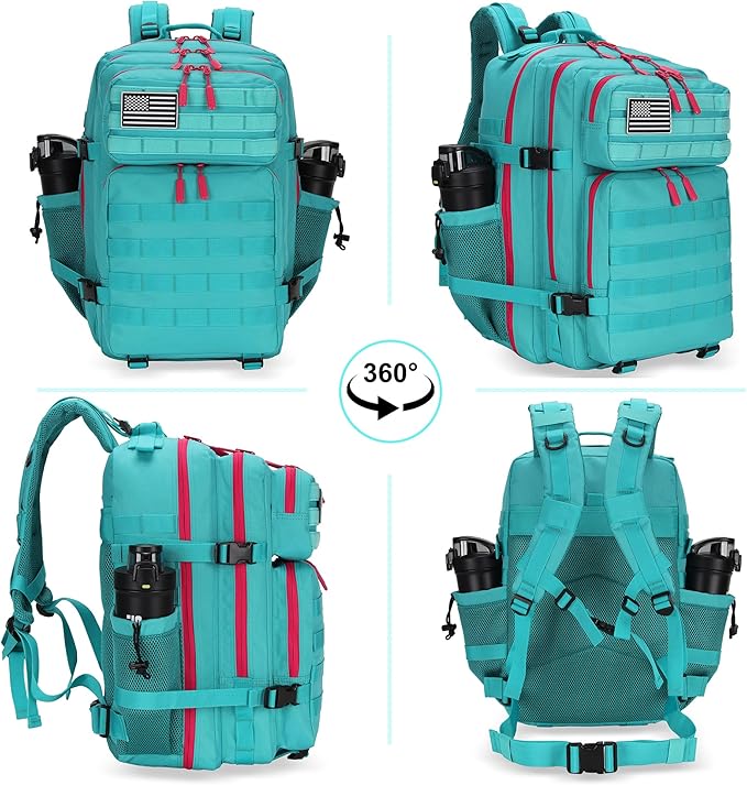 25L Tactical Military Backpack Small Travel Rucksack for Men and Women Assault Pack Bug Out Bag Molle Daypack Gym Backpack with Bottle Holder (Neon Teal)