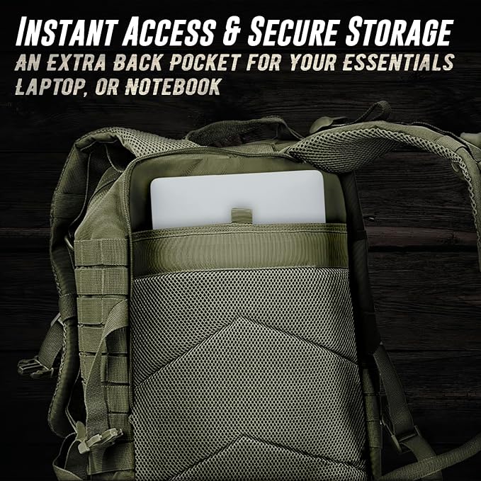 Tru Salute 45L Military Tactical Backpack Large Army 3 Day Assault Pack Molle Bug out Bag Rucksack (Amy Green)