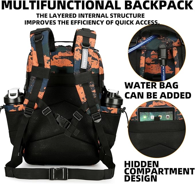 25L Tactical Backpack for Men Women Military Backpack Army Assault Pack Molle Backpack Small Bug Out Bag Travel Rucksack Daypack (Mars Camo)