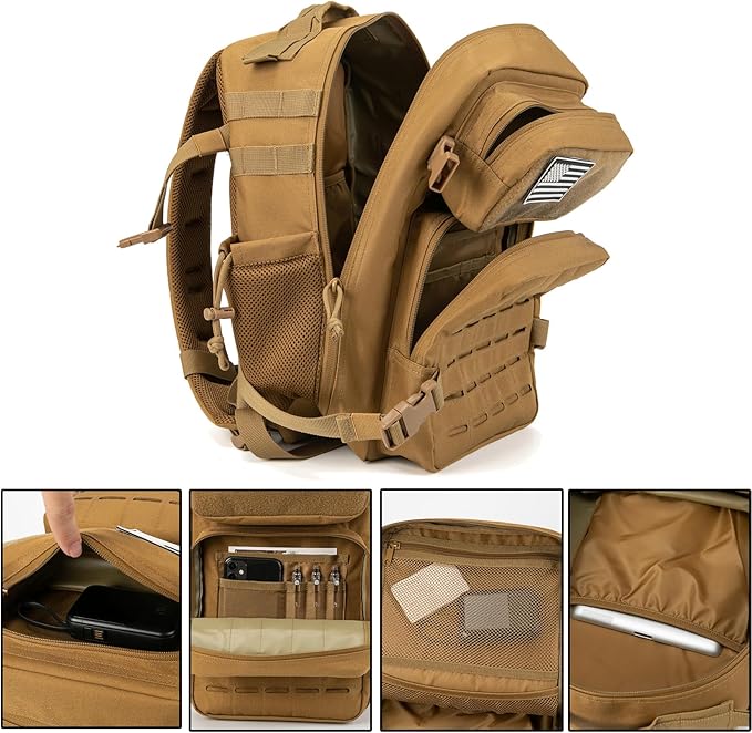 QT&QY 25L/45L Military Tactical Backpack For Men Molle Daypack 3 Day Bug Out Bag Hiking Rucksack With Bottle Holder