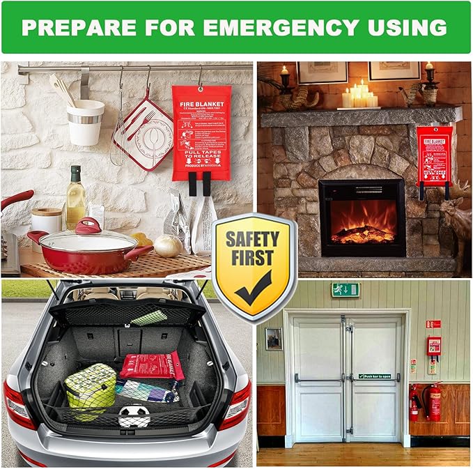 Wucgea Fire Blanket for Home and Kitchen - 5 Pack Fiberglass Reusable Fire Blankets Suppression Emergency for School Fireplace Grill Car Office Garage Welding Warehouse Safety 3.3ft x 3.3ft