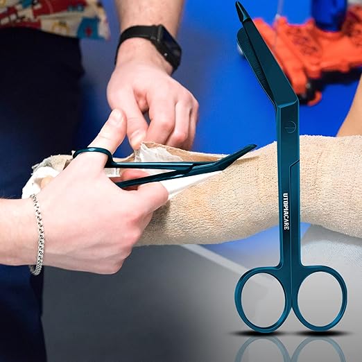 Utopia Care Bandage Scissors, 5.5 Inch Stainless Steel Shears for First Aid and Professional Use, Spectrum Blue