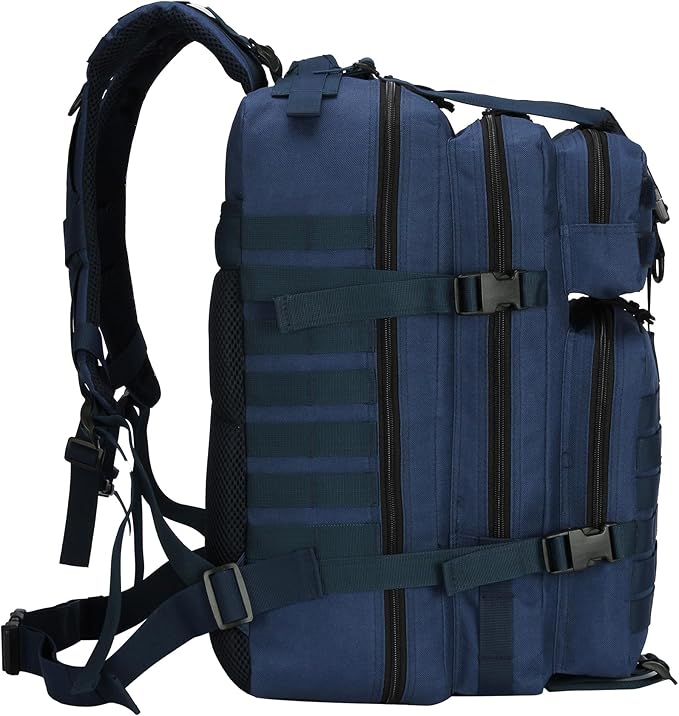 45L Military Tactical Backpack for Men & Women Bug Out Bag Assault pack Molle Daypack Hiking Trekking Rucksack(45L blue)