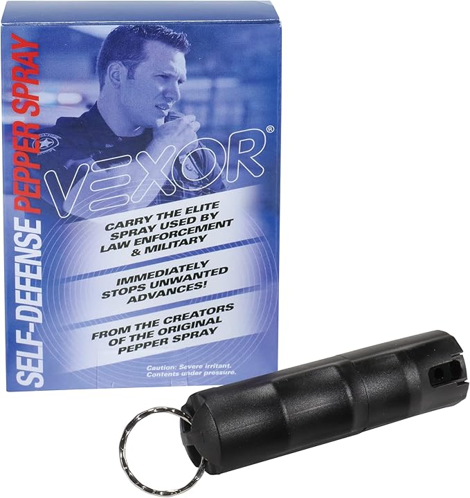 Zarc Vexor Police Strength Pepper Spray, Flip-Top Finger Grip, 20+ Shots, 10-12 Ft. Range - 4 Pack