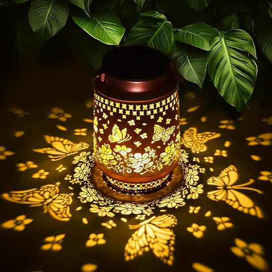 Butterfly Solar Lanterns Outdoor Waterproof, Garden Decor Birthday Gifts for Women Mom Grandma Sister, Metal Hanging Solar Lights Outside Decorative for Yard Patio Backyard Deck Porch Decorations