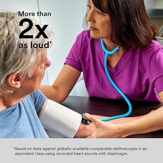 3M Littmann Classic III Monitoring Stethoscope, 5875, More Than 2X as Loud, Weighs Less, Stainless Steel Smoke-Finish Chestpiece, 27" Lime Green Tube, Blue Stem, and Smoke Headset