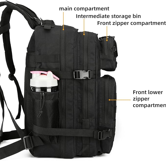 45L Tactical Assault Backpack 3 day assault pack with Molle Waterproof backpack Rucksack for Tactical Backpacks (Black)