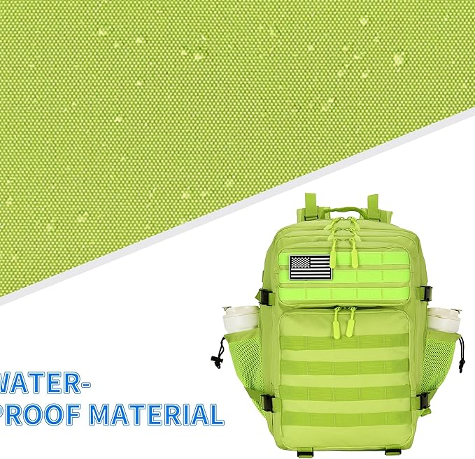 25L Tactical Backpack Small Military Tactical Backpack Molle Bag Heavy Duty Assault Pack for Work Gym Outdoors (Bright Green)