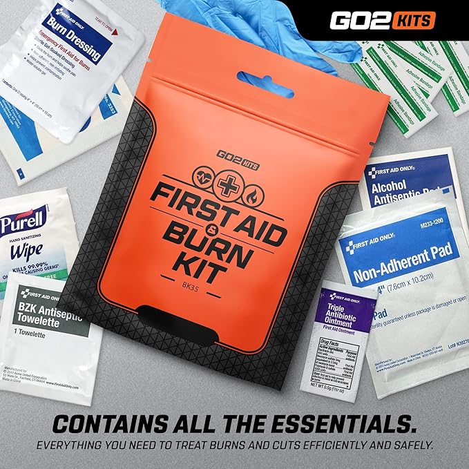 Advanced First Aid & Burn Kit, Comprehensive Burn First Aid Kit with Dressings, Burn Cream & Gauze, Portable First Aid Kit for Home, Office, Car & Travel, 5-Pack (BK35)