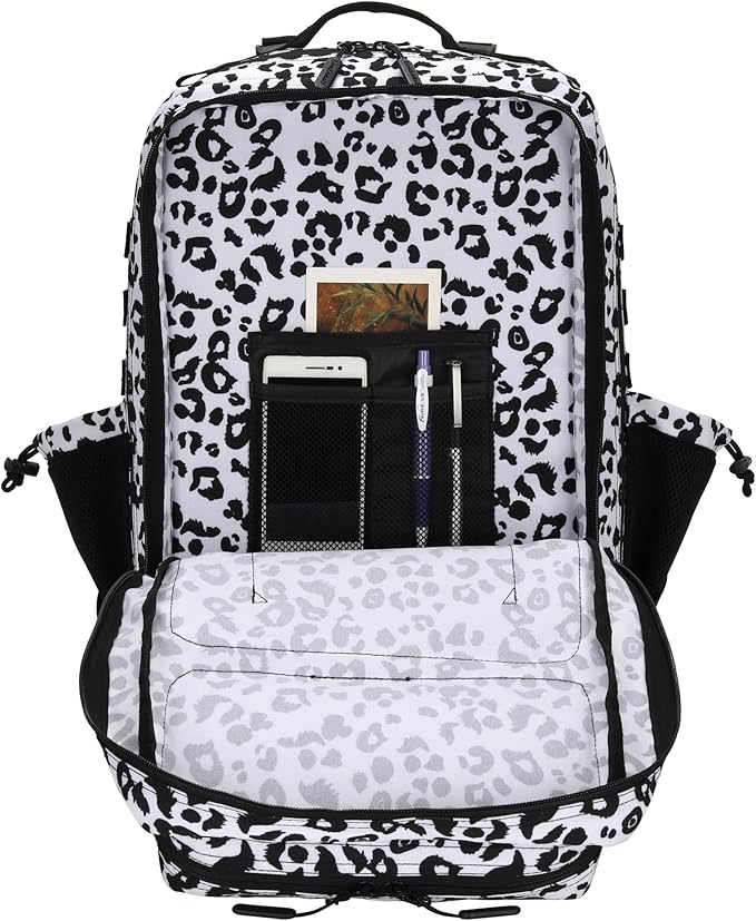 25L Tactical Backpack Small Military Tactical Backpack Molle Bag Heavy Duty Assault Pack for Work Gym Outdoors (Leopard)