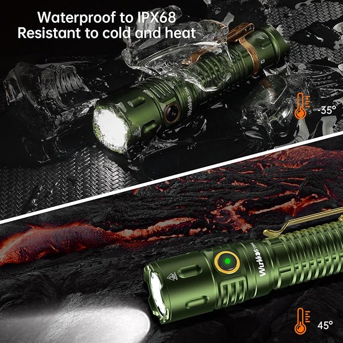 Wurkkos TD04 Tactical Flashlight, 3000 Lumens Rechargeable Flashlights, LED Handheld Flashlight with Type C Charging Port Tail Switch for Camping for EDC, Tactical Gear, Suvival, Emergency, Outdoor