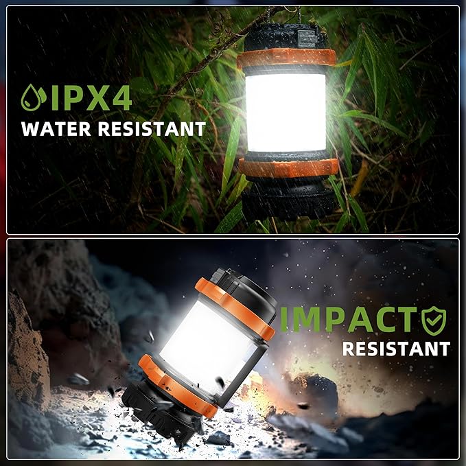 Camping Lantern Rechargeable , Alpswolf Camping Flashlight 4000 Capacity, 6 Modes, IPX4 Waterproof, Led Lantern Camping, Hiking, Outdoor Recreations, Orange 1 Pack