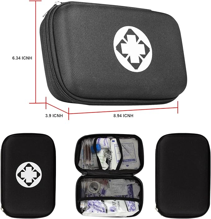 276PCS Small Travel First Aid Kit Supplies for Business, First Aid Emergency Set Backpacking Essentials Items Trauma Survival Kits for Outdoor Adventure, Black AMORNING