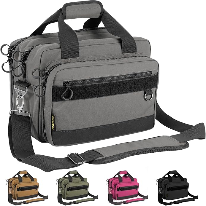 Range Bag Pistol Handgun Bag Gun Carrying Case for Handguns and Ammo with Lockable Zippers
