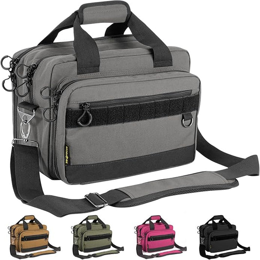 Range Bag Pistol Handgun Bag Gun Carrying Case for Handguns and Ammo with Lockable Zippers