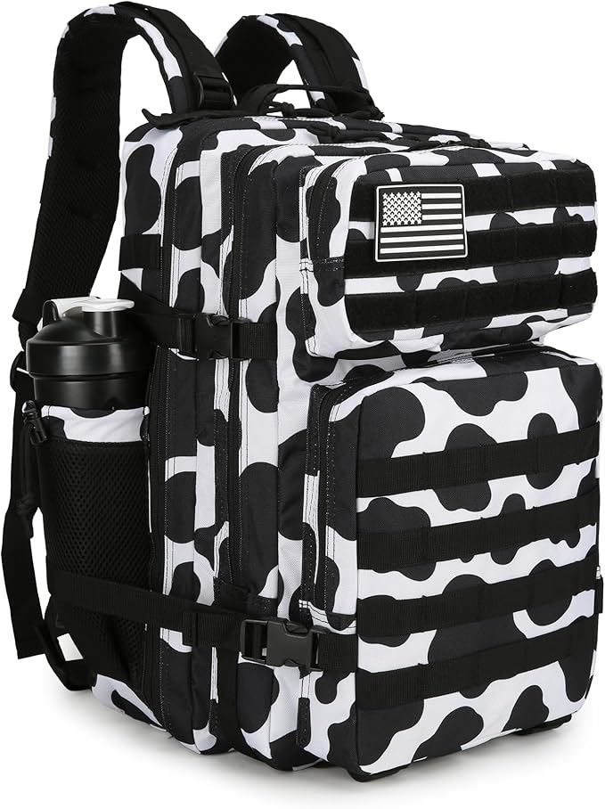45L Tactical Assault Backpack 3 day assault pack with Molle Waterproof backpack Rucksack for Tactical Backpacks (Cow color)