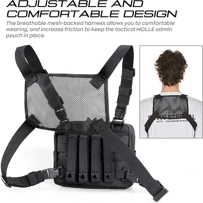 WYNEX Tactical Large Admin Pouch of Double Layer Design, Molle EDC EMT Utility Pouch with Map Sleeve Modular Tool Pouch Large Capacity Flag Patch Included