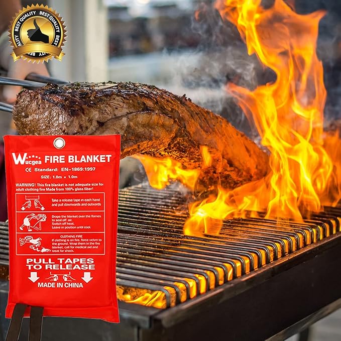 Wucgea Fire Blanket for Home and Kitchen - 5 Pack Fiberglass Reusable Fire Blankets Suppression Emergency for School Fireplace Grill Car Office Garage Welding Warehouse Safety 3.3ft x 3.3ft