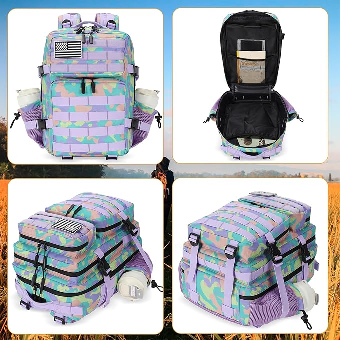 25L Tactical Military Backpack Small Travel Backpack for Men and Women Assault Pack Bug Out Bag Molle Daypack Gym Backpack with Bottle Holder (Color Camo)
