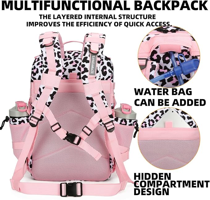 25L Tactical Backpack for Men Women Military Backpack Army Assault Pack Molle Backpack Small Bug Out Bag Travel Rucksack Daypack (Pink Leopard)
