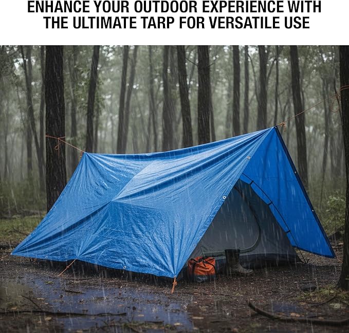 Waterproof Tarps 9x12 - Multi Purpose 5 MIL Tarp - High Durability 9x12 Tarp - Construction, Rain Shelter, Outdoor Cover and Camping Use