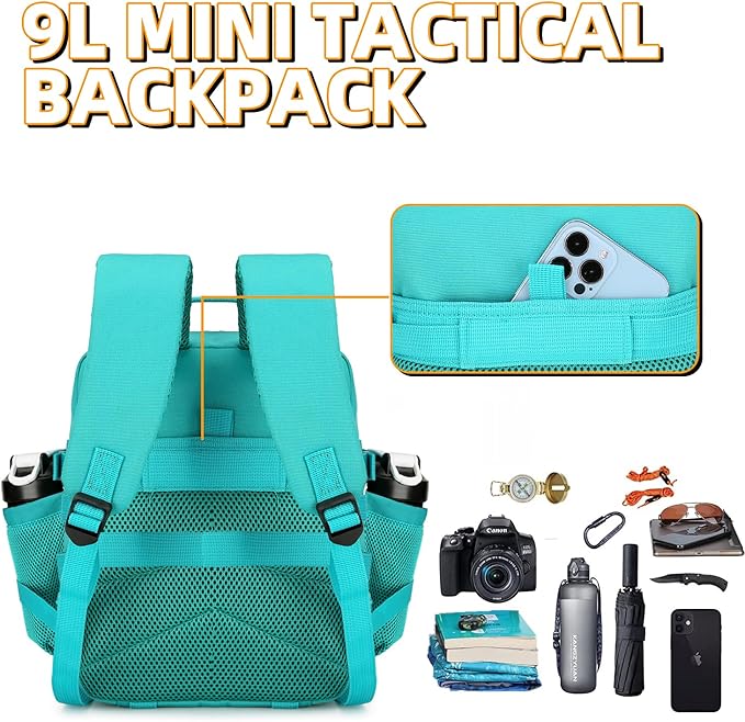 9L Mini Tactical Backpack 9L Assault Pack 9L Tactical Backpack Hiking Fitness Backpack(Lake Blue)
