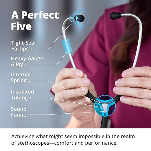 Greater Goods Dual-Head Stethoscope ā Clinical Grade, Lightweight, High-Precision Sound, Ideal for Doctors, Nurses, Students, and Medical Professionals, FSA and HSA Eligible (Black)