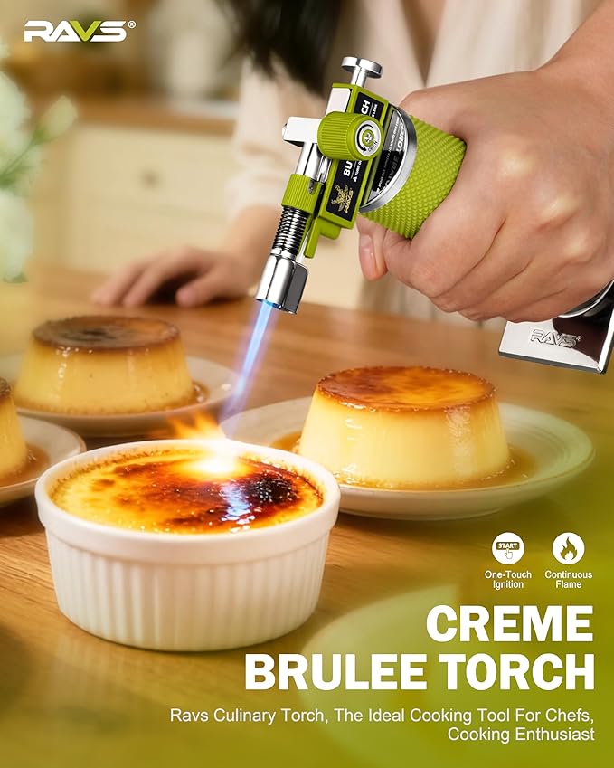 RAVS Butane Torch Lighter, DUAL Flame Mode Kitchen Torch Cooking Torches, Creme Brulee Torch lighters butane refillable, Mini Torch Micro Torch for Welding, Soldering Torch, Butane is Not Included