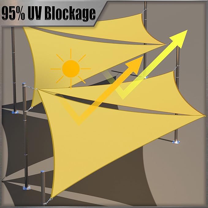 Amgo 10' x 11' Custom Size Yellow Rectangle Square Waterproof Sun Shade Sail Order to Make UPF50+ AMWTPR0712 Canopy Awning, 98% UV Blockage Water Resistant, Backyard Patio Garden (We Customize)