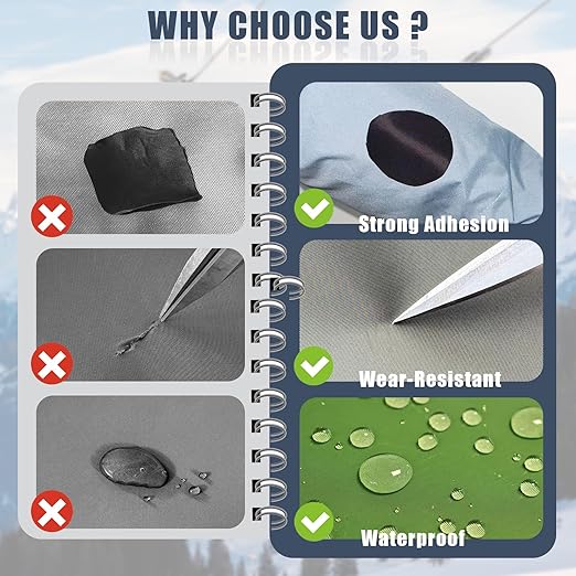 Cahomo 7.9x3.9 inch 12 PCS Nylon Repair Patch Nylon Repair Tape Self Adhesive Fabric Tapes Outdoor Camping Gear Fabric kit for Tent, Umbrella, Down Jackets, Sleeping Bag, Knapsack(Dark Green)