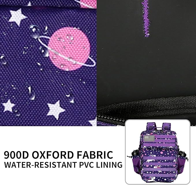 25L Tactical Military Backpack Small Travel Rucksack for Men and Women Assault Pack Bug Out Bag Molle Daypack Gym Backpack with Bottle Holder (Purple Pony)