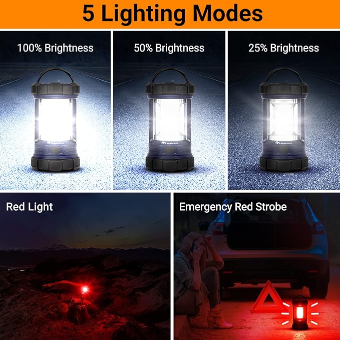 Camping Lantern, 3200LM LED Lanterns for Power Outages, 4600mAh Phone Charger & Rechargeable Lantern, 5 Light Modes Camping Lights & Lanterns for Hurricane/Emergency, CT CAPETRONIX Camping Accessories