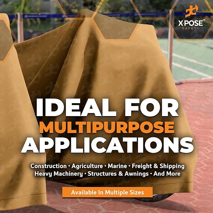 Xpose Safety Canvas Tarp - 10oz Tan Canvas Tarps Heavy Duty Water Resistant with Brass Grommets- Multipurpose Outdoor Tarpaulin for Camping, Canopy, Trailer, Equipment Cover 16' x 20'