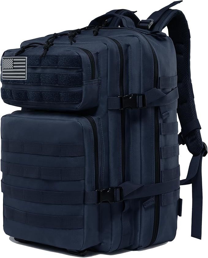 45L Military Tactical Backpack for Men & Women Bug Out Bag Assault pack Molle Daypack Hiking Trekking Rucksack(Blue)