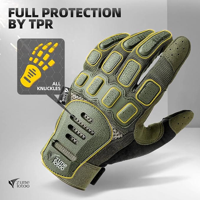 ZUNE LOTOO Touchscreen Tactical Gloves Men with TPR Finger Impact Protection & Palm Padded for Motorcycle Airsoft Paintball Range Work