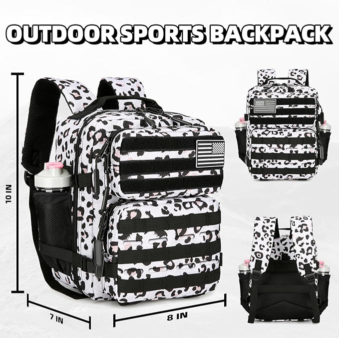 9L Mini Tactical Backpack 9L Assault Pack 9L Tactical Backpack Hiking Fitness Backpack(White Leopard)