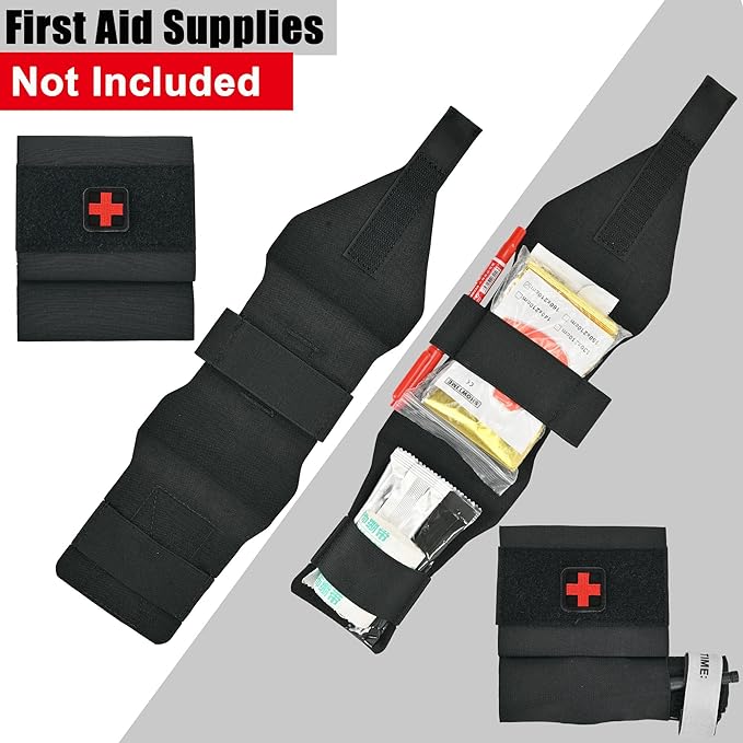2-in-1 Micro Med Kit Med Pouch Tactical Mini First Aid Pouch Empty Small IFAK Pouch Compact Med Pouch EDC Bag with Tourniquet Holder |MOLLE Belt IFAK Micro Trauma Kit Pouch