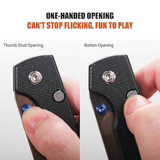 Vosteed Raccoon EDC Folding Pocket knife with Clip, Top Liner Lock Knife with 3.25" Sandvik 14C28N Steel Blade, Micarta Handle for Camping, Hiking - A2903
