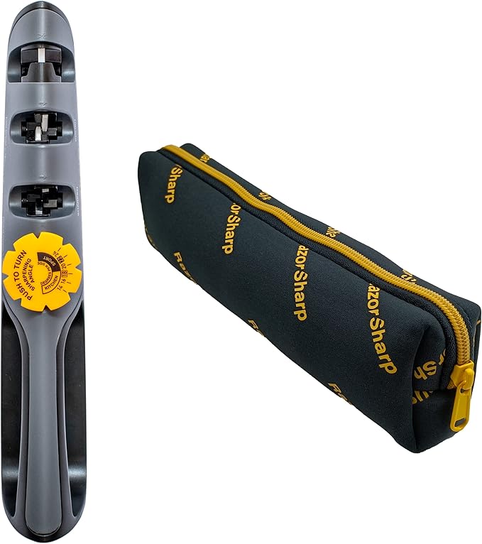 RazorSharp™ Knife Sharpener With Adjustable Angle Guide — Diamond-Coated Ceramic Sharpening Stones for All Knives Including Precision Kitchen, Professional, Chef's Knives — Non-Slip Rubber Edge Grip