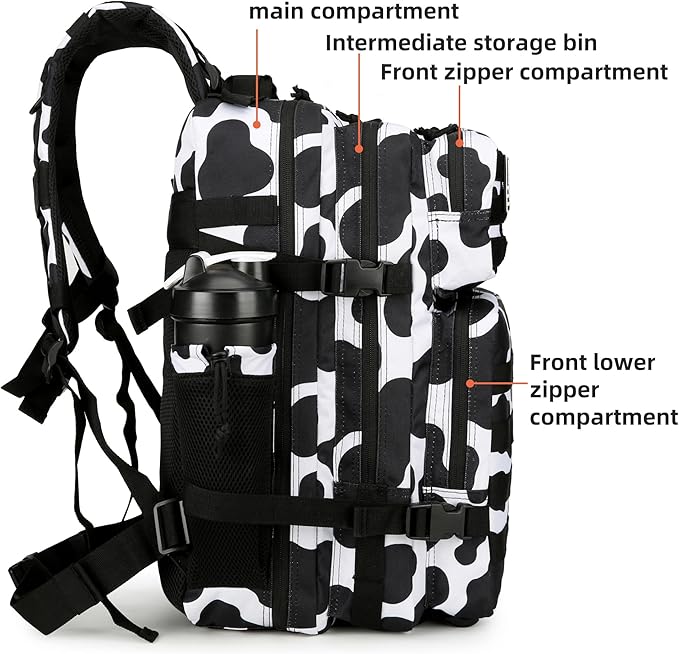 45L Tactical Assault Backpack 3 day assault pack with Molle Waterproof backpack Rucksack for Tactical Backpacks (Cow color)