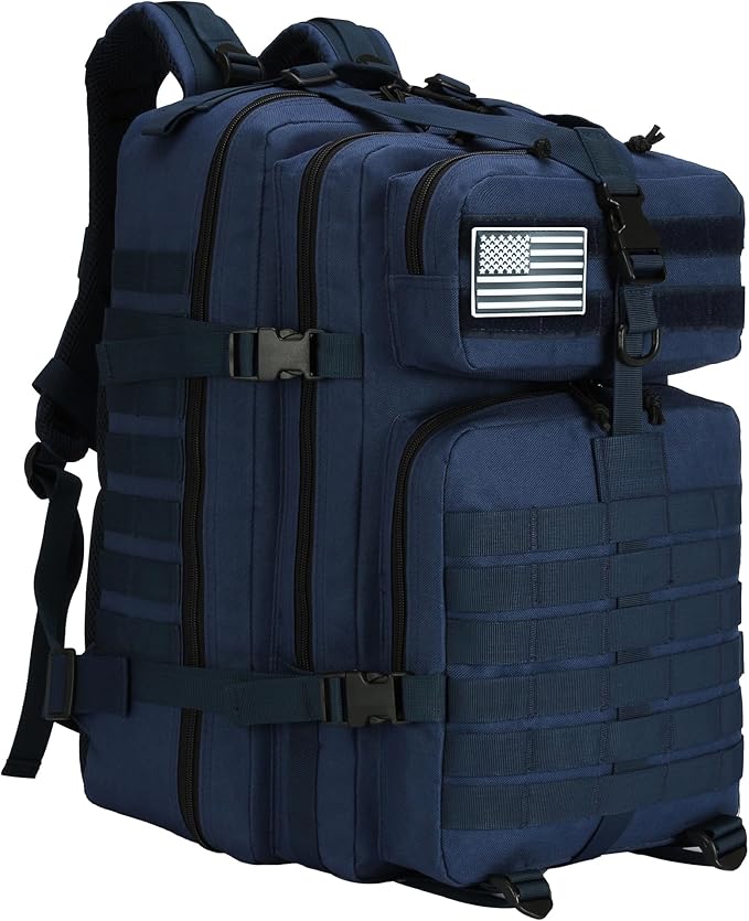 45L Military Tactical Backpack for Men & Women Bug Out Bag Assault pack Molle Daypack Hiking Trekking Rucksack(45L blue)